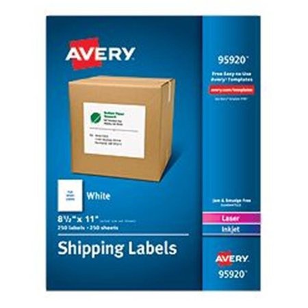 AVERY DENNISON Avery-Dennison 95920 White Shipping Labels; Laser or Inkjet; White - 8.5 x 11 in. 95920